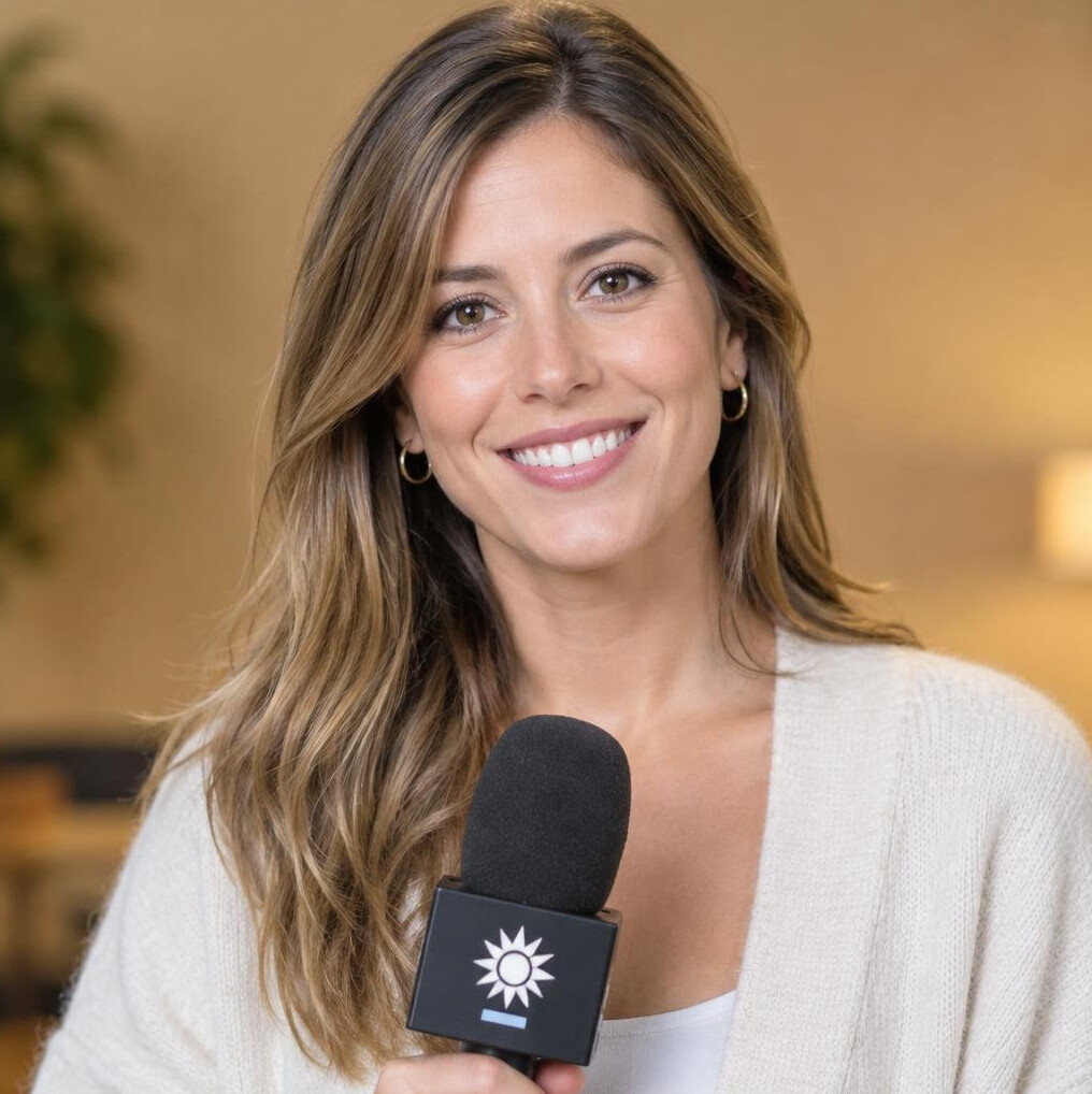 Portrait of a smiling woman with light brown hair